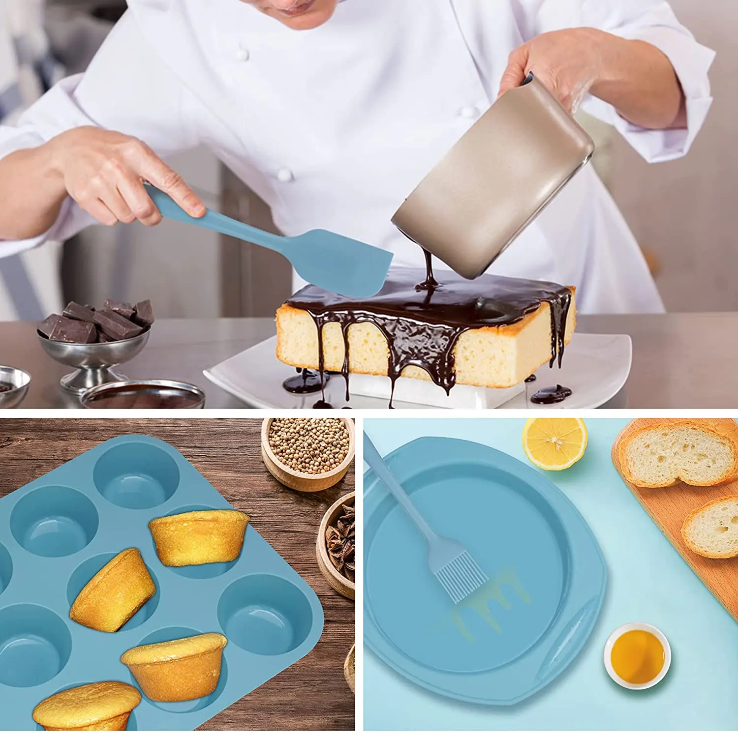 Pastry Bakeware Tools Professional Layer Bakery Muffin Cupcake Bread Molds Baking Pan Silicone Cake Mold Set