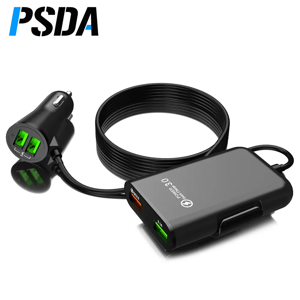 PSDA 1PCS OEM 3.1A Fast charging 4 Ports Quick Charge Mini Cigarette USB Lighter Charger Power Socket For iPhone 15 Car Charger