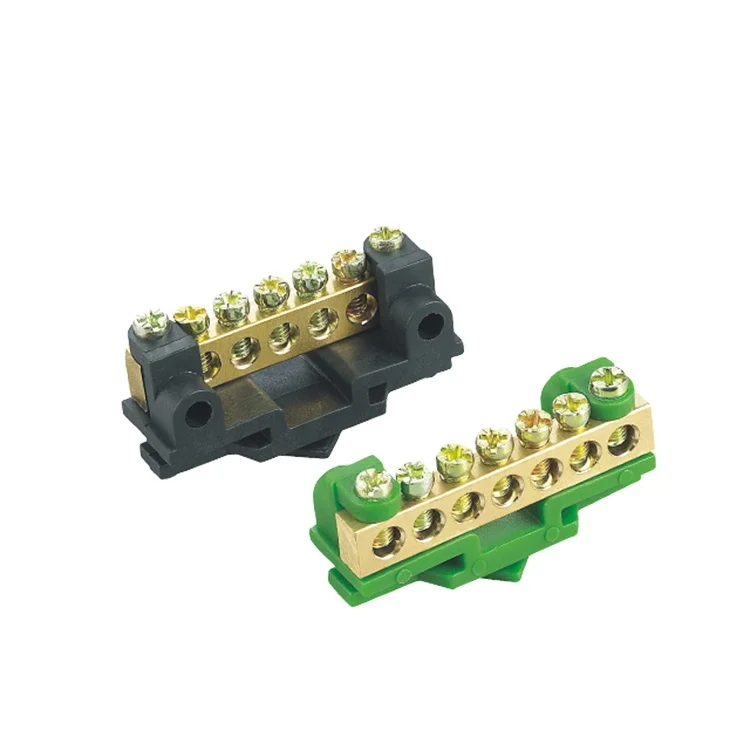 Factory direct sale Brass Terminal Block Electrical Terminal Brass Connector Terminal Bus Bar Blocks 7ways block green