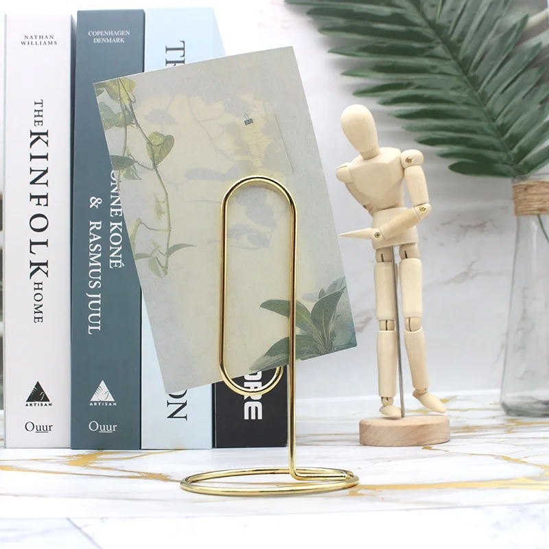 simple gold - plated metal business card holder desktop creative Turtle Cove leaf shape notes clips folders