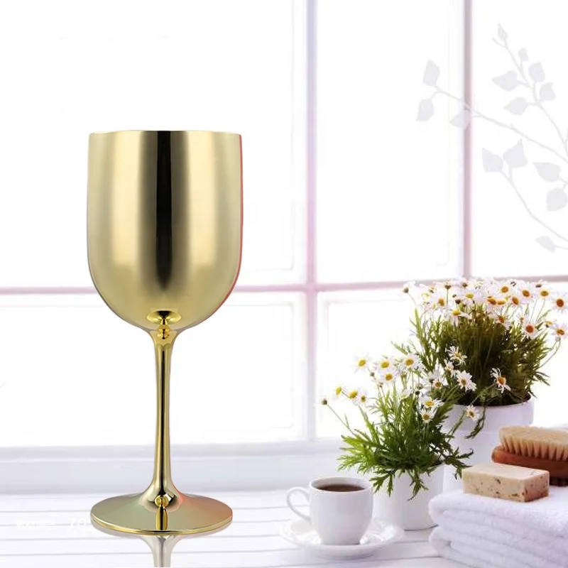 16 OZ Plastic Gold Goblet Champagne Glasses for Wedding Anniversary Party