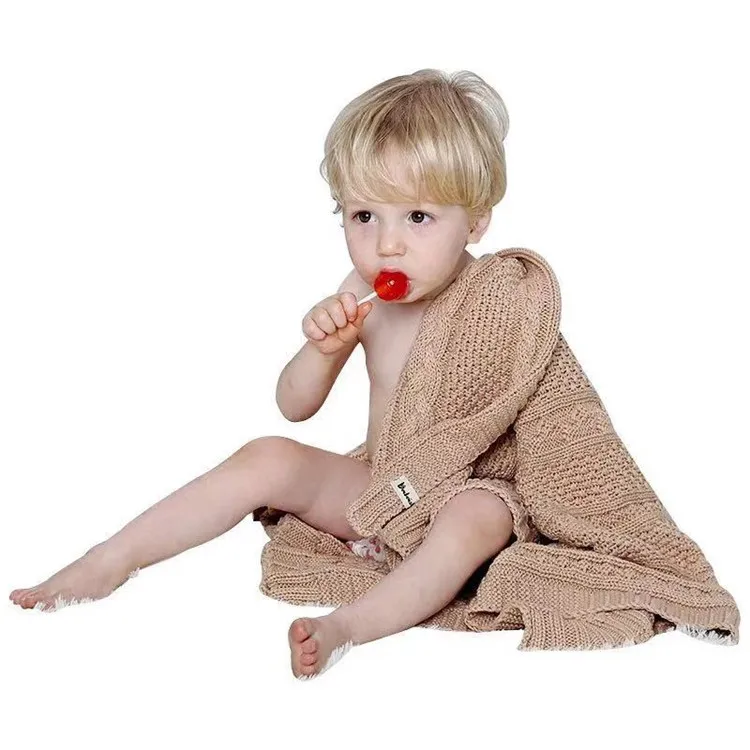 
100% Cotton Cute Baby Blankets solid Knitting Blankets throw 