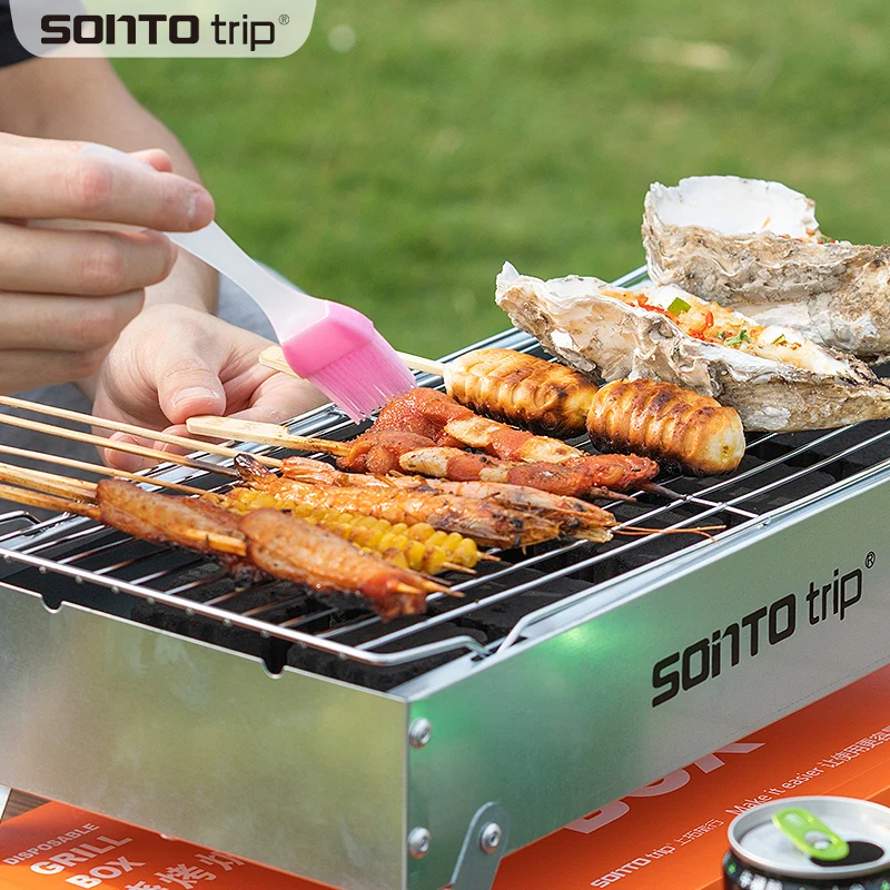Sonto trip Portable Outdoor Charcoal Hassle-free cooking Bbq Grills Camping Barbecue Instant Grills Barbecue Disposable Grill