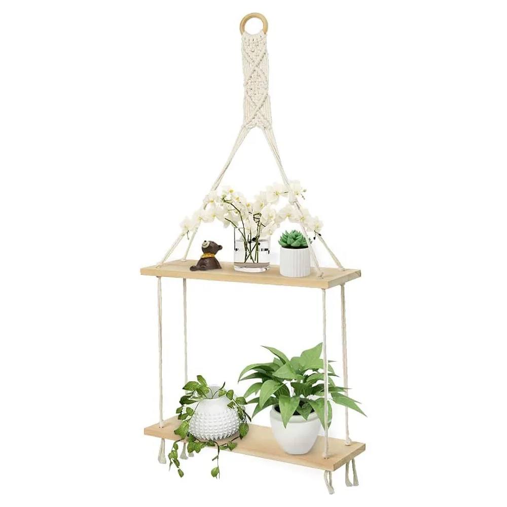 Nordic Tapestry Literary Shelf Home Ornaments Bohemian Hand Woven Flower Stand Decorative Wall Ornaments Toy Shelf