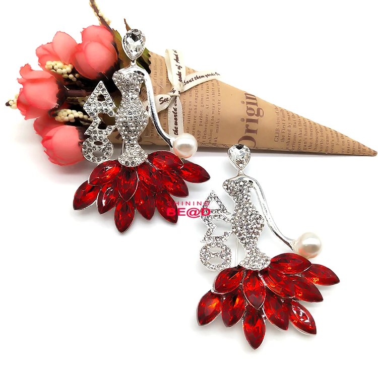 Custom Fashion Jewelry Design Greek Sorority Letter Logo Dance Lady Pearl Rhinestone Brooch Pin For Women Suit Coat Accessories