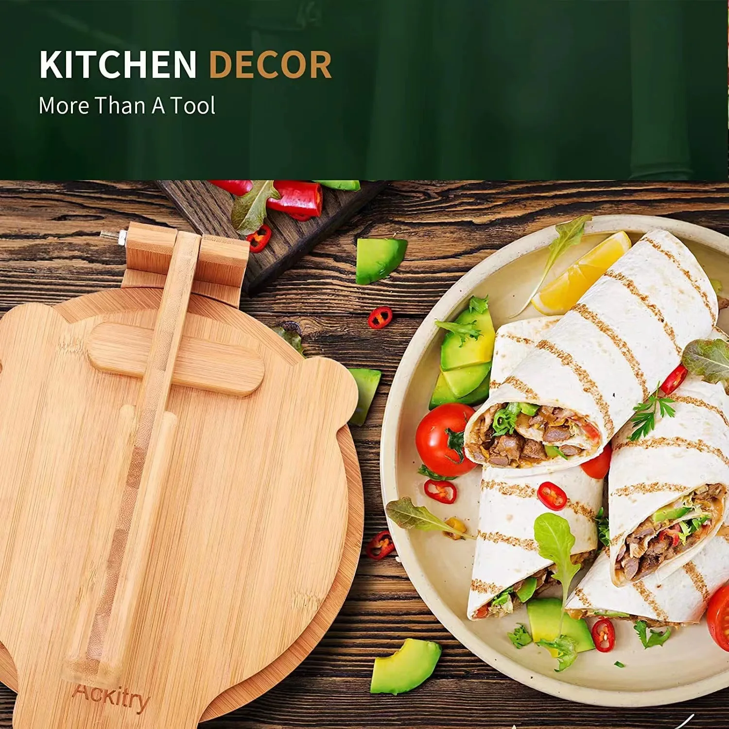 Bamboo kitchen cake press simple wind household manual wood dumpling wrapper tortilla press pizza press and Tortilla Maker
