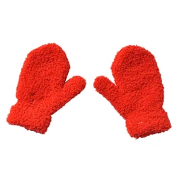 QY  Children's winter warm knit mittens plush and fleece thickened gloves Essential for outdoor travel to keep warm