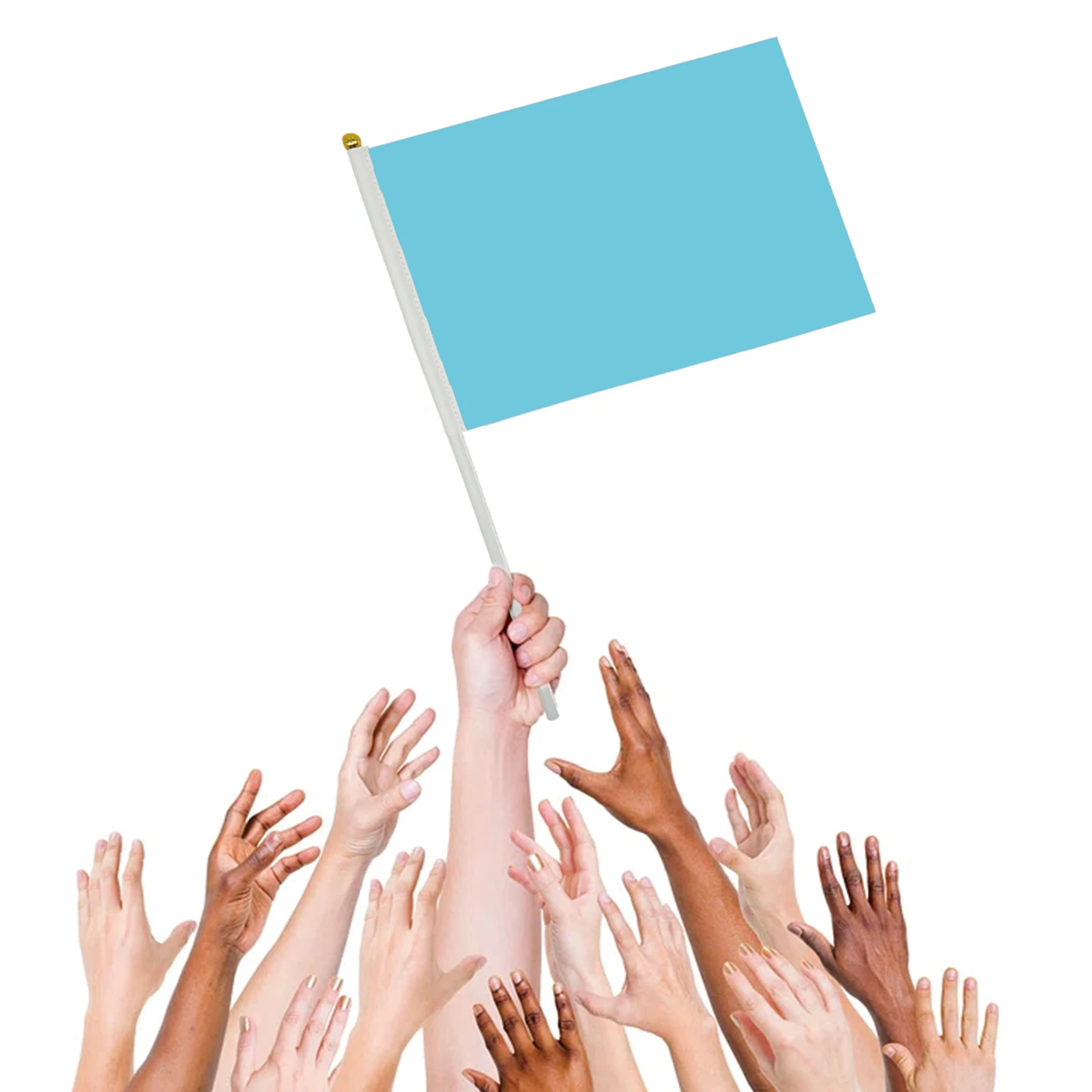 Custom Hand Waving Stick Flags with wood poles