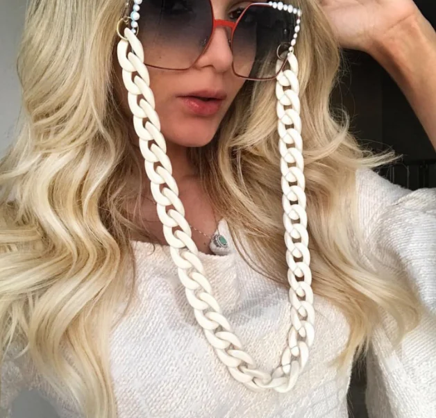 
2021 simple vintage retro black white fashion sunglasses glasses decoration chains 