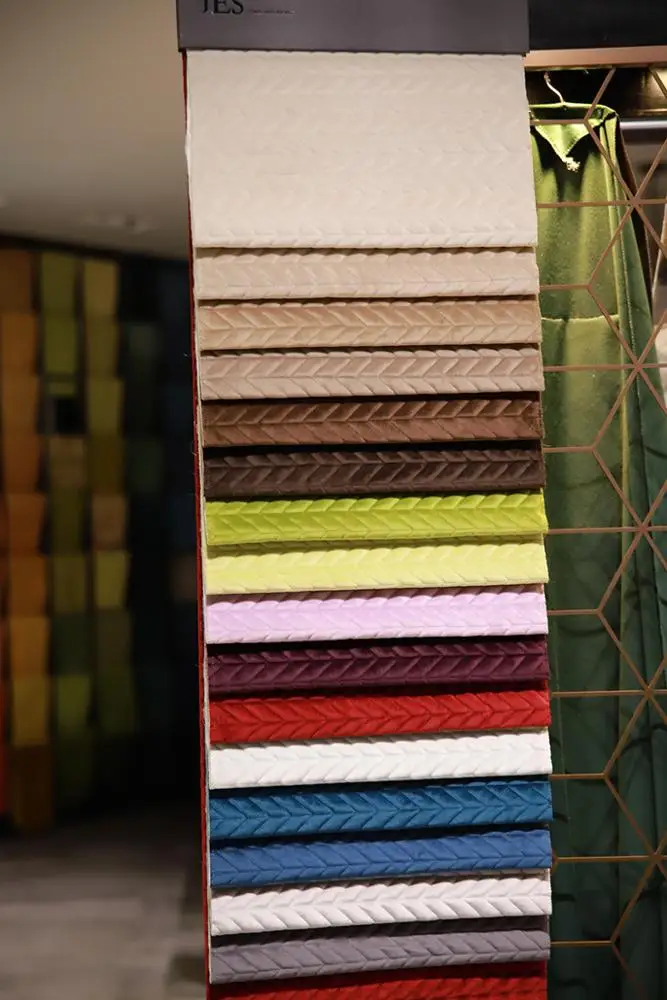 JES Wholesale 16 Colors 580GSM Cheap Polyester Quilted Velvet Sofa Curtain Fabric