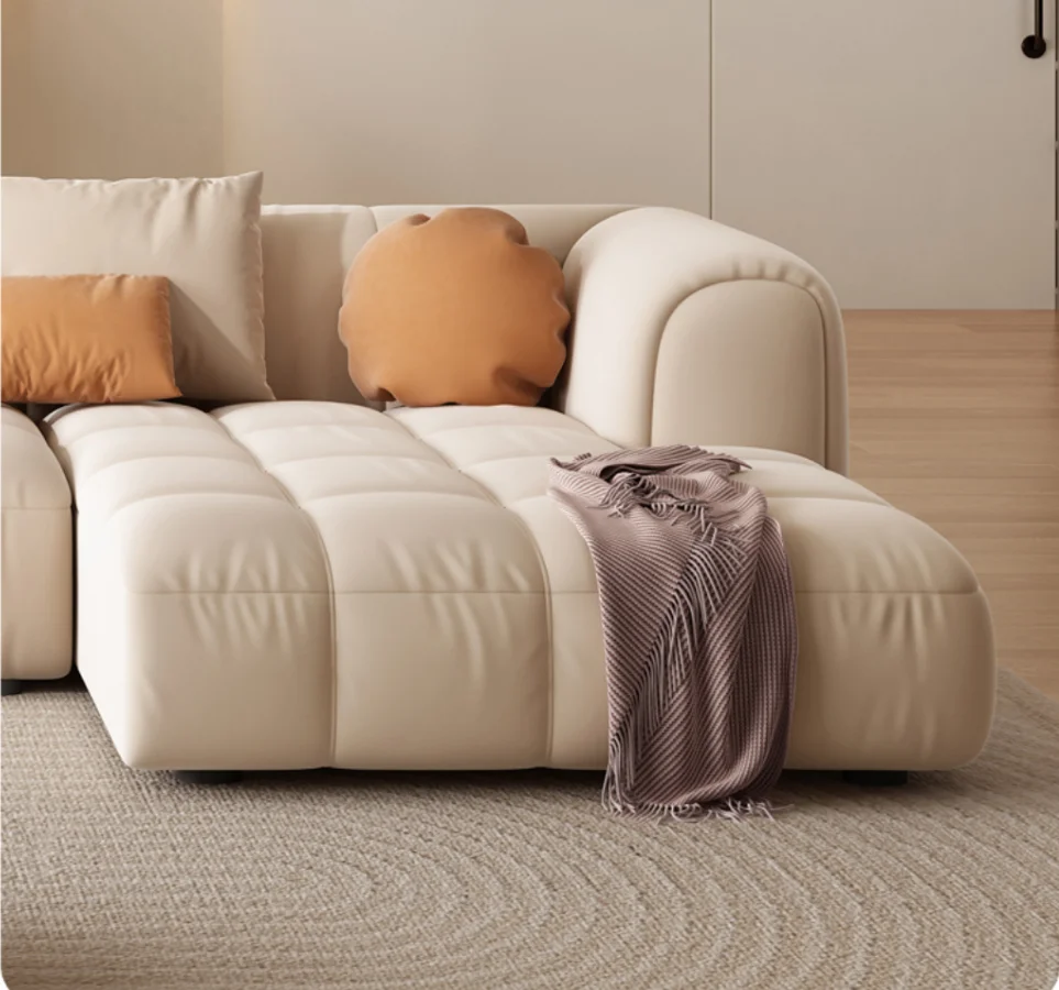 Living room sofa Technology cloth Square sofa living room simple modern light luxury corner imperial concubine color matching so