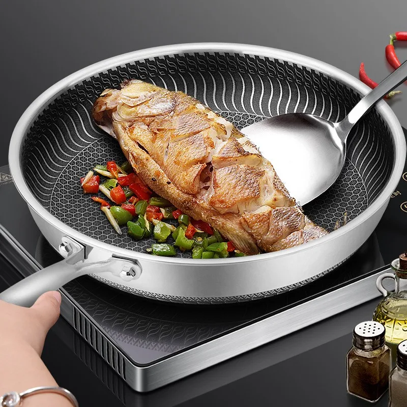 3-ply Steel Top Quality Fry Pan Non Stick Stainless Steel Induction Frying Pan