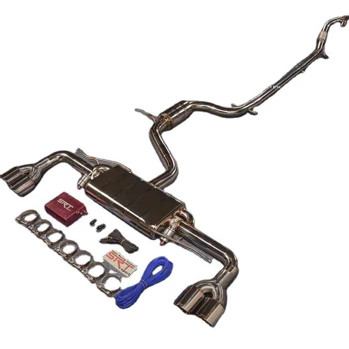 super racing tailpipe flexible exhaust pipe for Volkswagen Golf 6 full section downpipe cat back with quad double tip