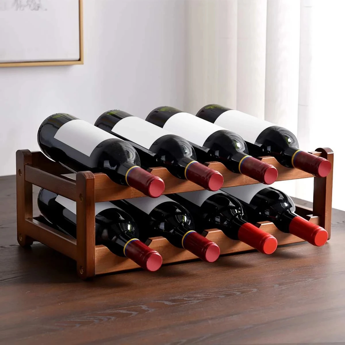 Countertop Wine Display Holder Bamboo Wine Bottle Holder Wooden Wine Holder