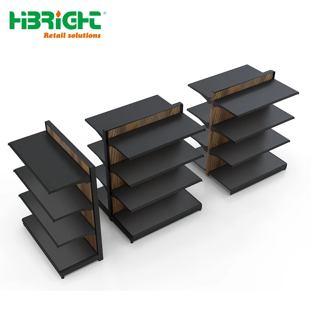 Supermarket Shelves Wood Storage Island Retail Shelving Shop Rack Liquor Store Wooden Display Shelf Gondola for Red Wine