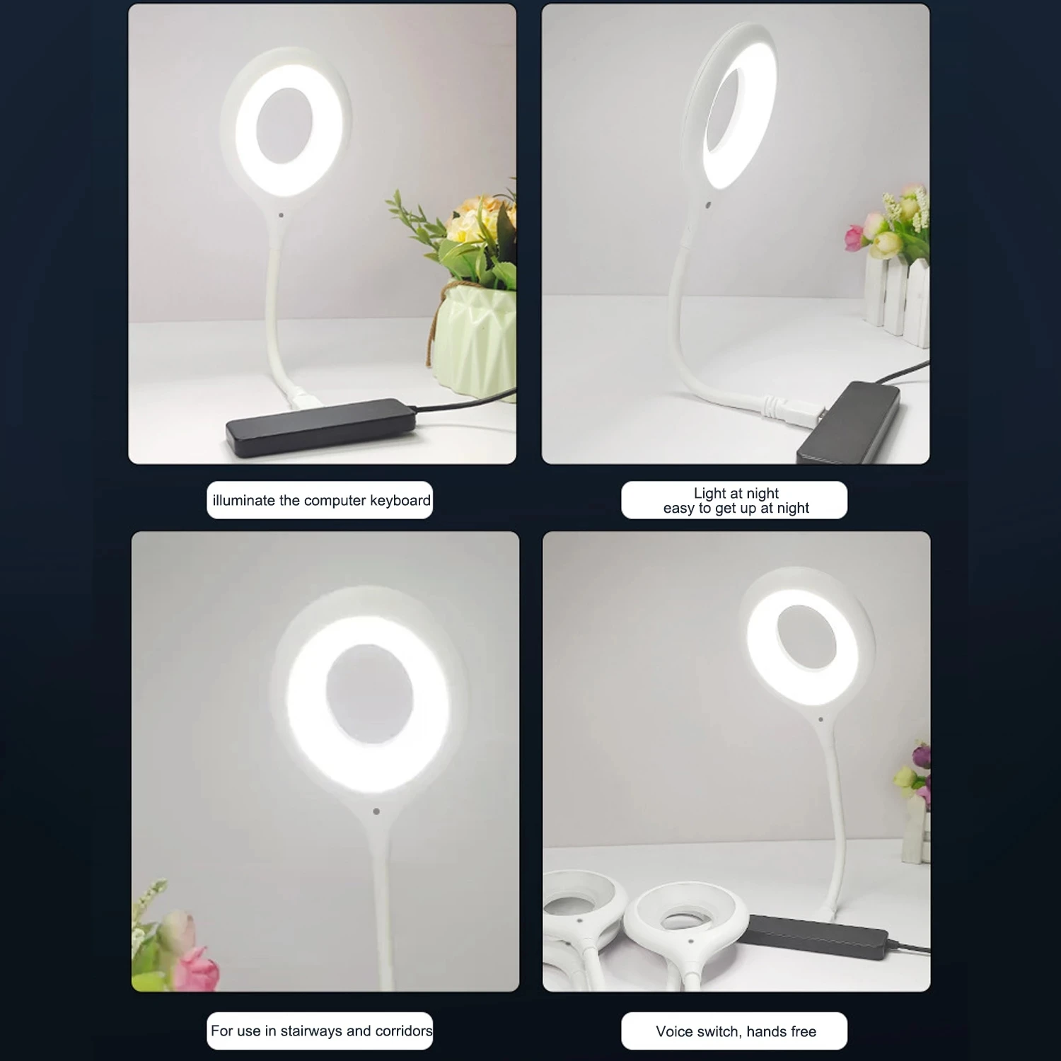 Mini Portable Laptops USB LED Light Touch Sensor Dimmable Table Desk Lamp for Power Bank Camping PC Laptops Book Night Lighting