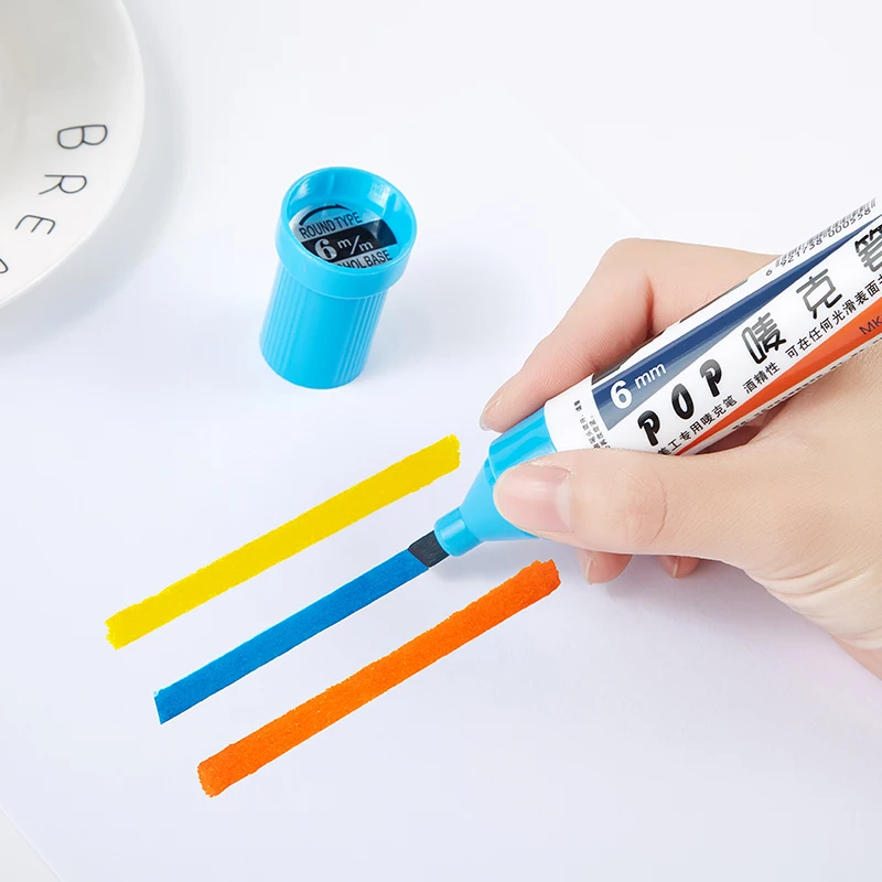 Refillable Art Marker Set Waterproof Fast Drying 6 Mm Pop Poster Advertising Graffiti Big Characters Waterproof Pop Marker Pen