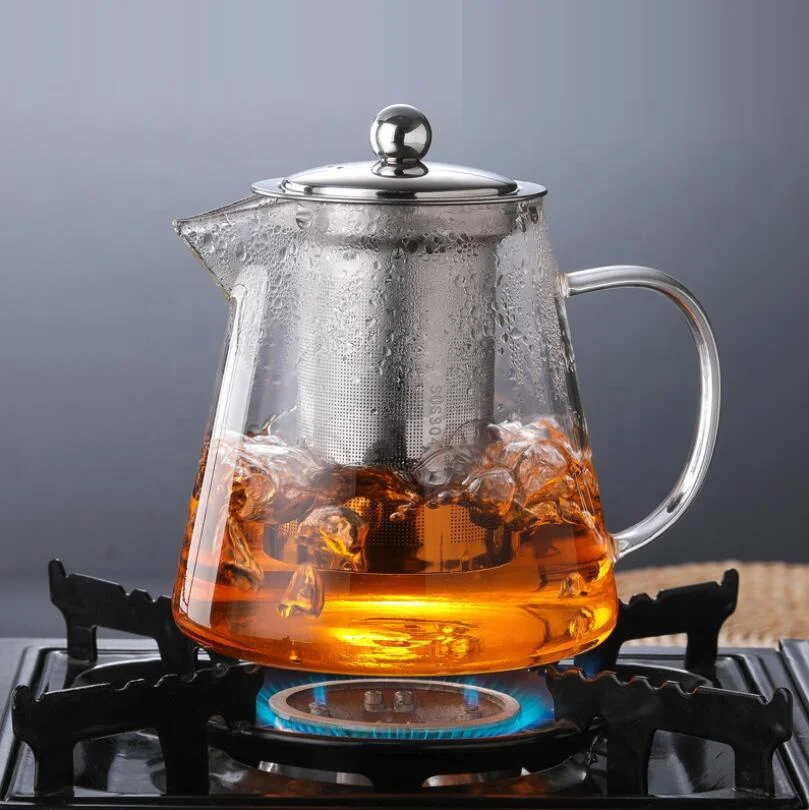 Chinese Wholesale Cheap New Design Antique High Quality Borosilicate Pyres Large Clear Glass Tea Pot With Infuser