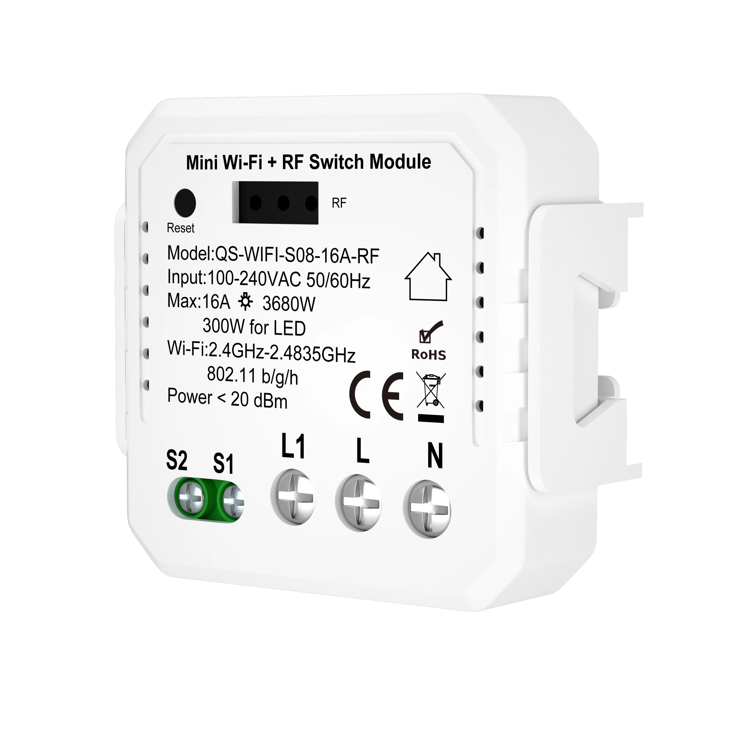 Tuya Demotic Mini Two-way 16A ON/OFF Smart IOT Switch Box for Home Automation System