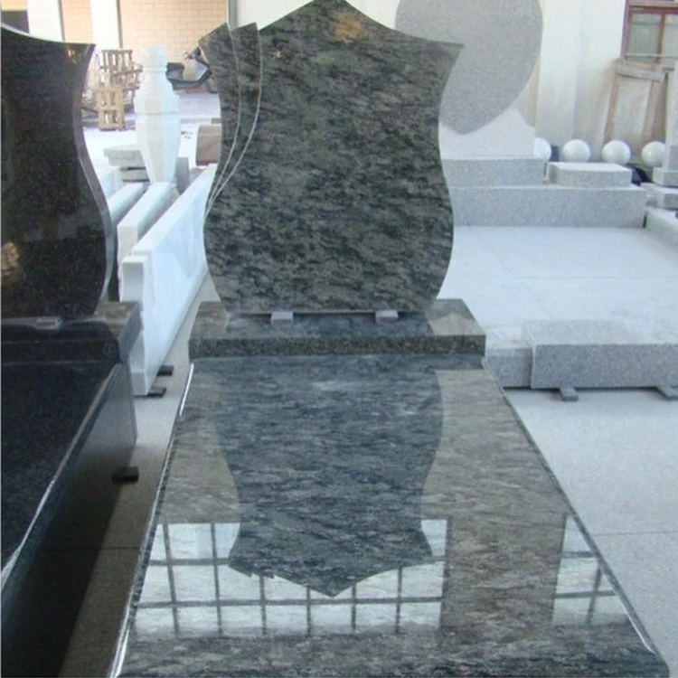 Polished grave design flat monuments funeral black granite tombstones