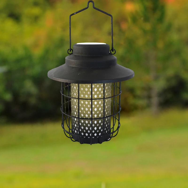 Home Garden Outdoor and Bedroom Rustic Etching Solar light LED Lantern House Decoration Metal  LED light  Lantern with handle