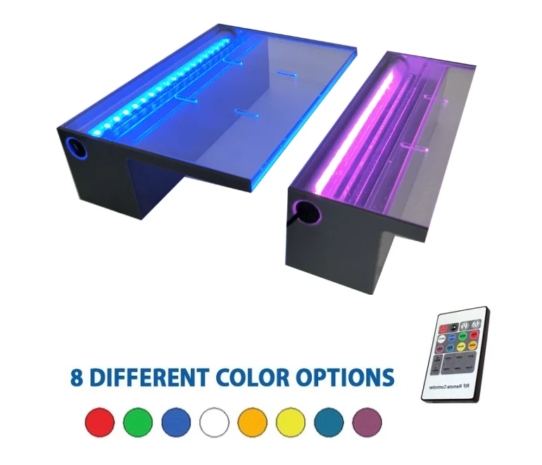 30mm short lip indoor LED garden acrylic sheer descent swimming pool wall waterfall