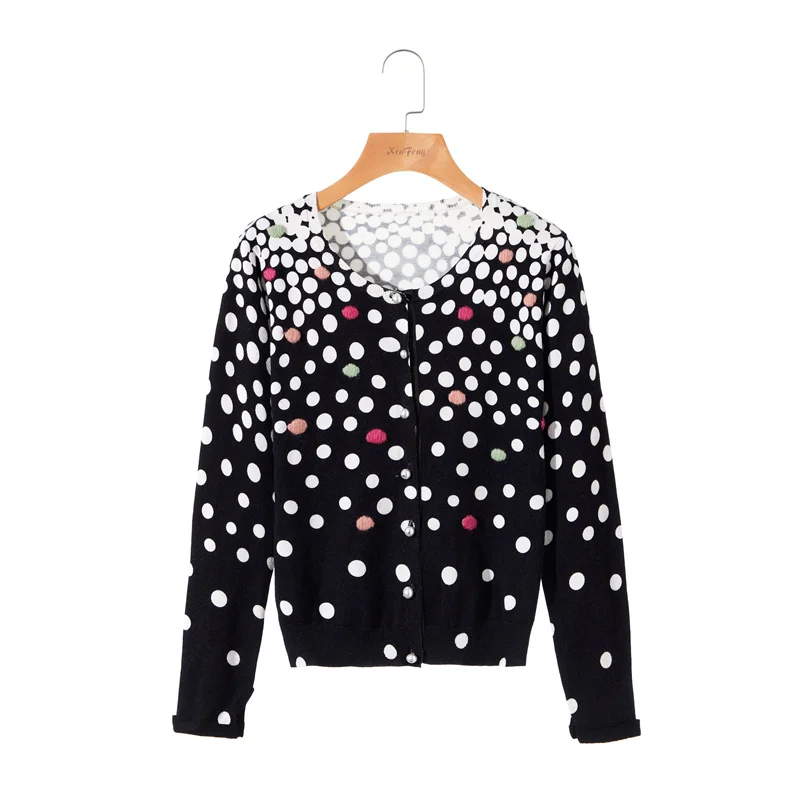 Зимний длинный вязаный пуловер на заказ, мягкий точечный вязаный женский дизайнерский свитер с принтом логотипа, модные свитера для девочек