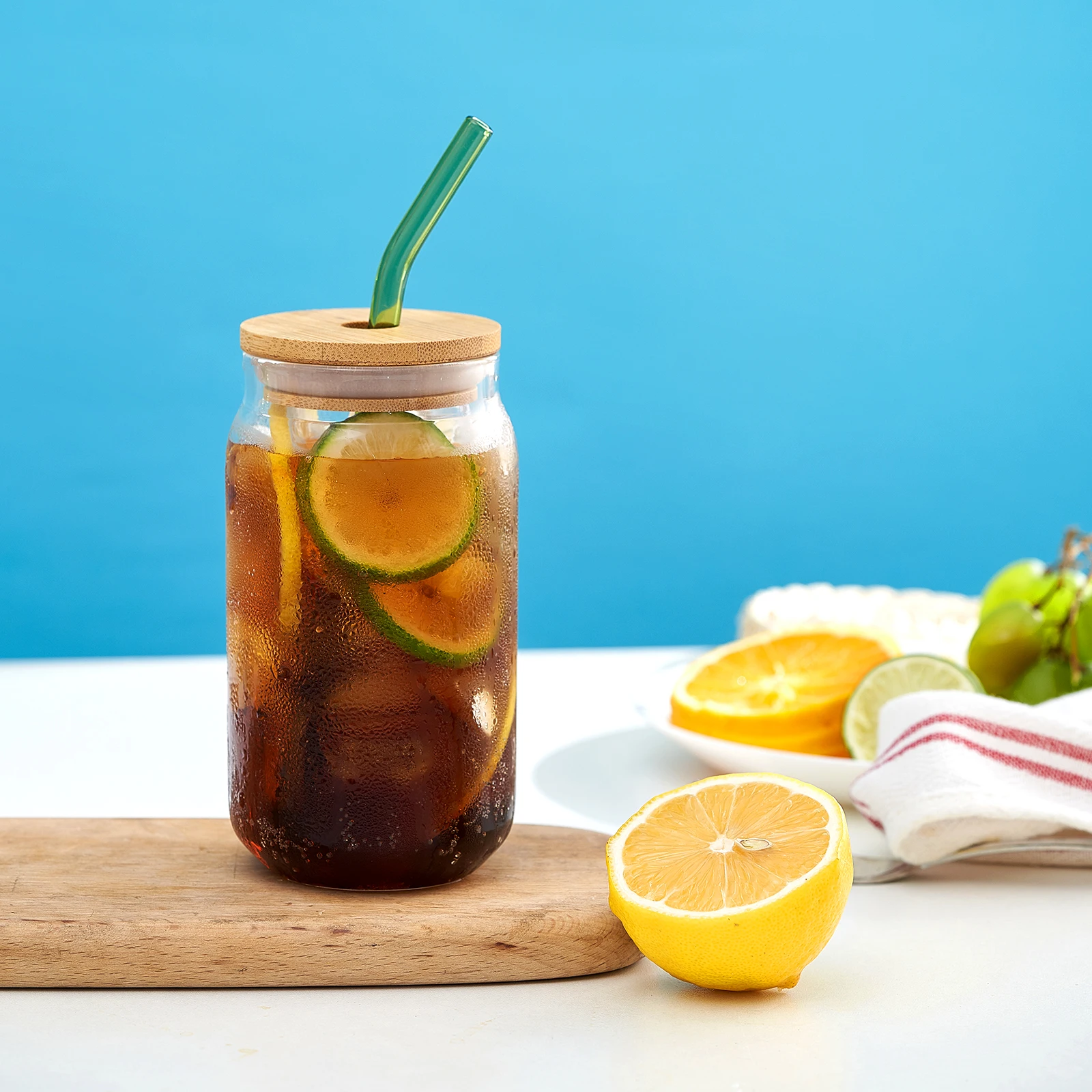 2024 Best Selling Beer Can Shaped Glass Tumbler Beer Can Glass Cup Jar Glass Bottle Beer Juice Drinks Ring Pull Caps