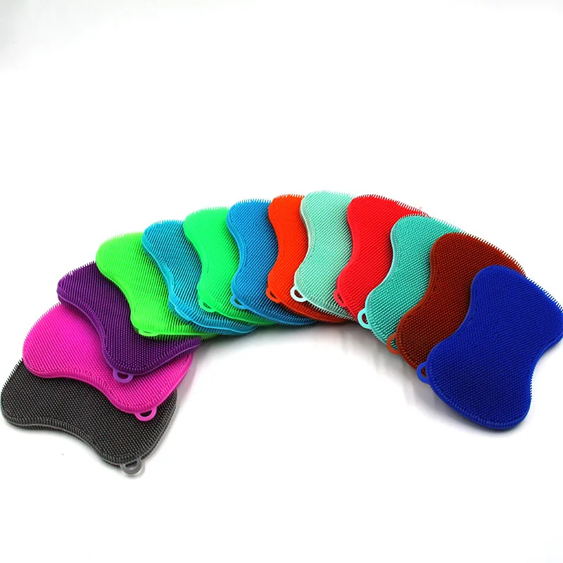Premium kitchen gadgets reusable silicone brush dish sponge cleaning brushes for Dishes Pots