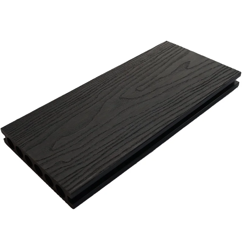 3D Embossed Decking WPC Anti UV Anti Slip Exterior Luxury Deep Wood Grain Decking For Garden And Glass Flooring