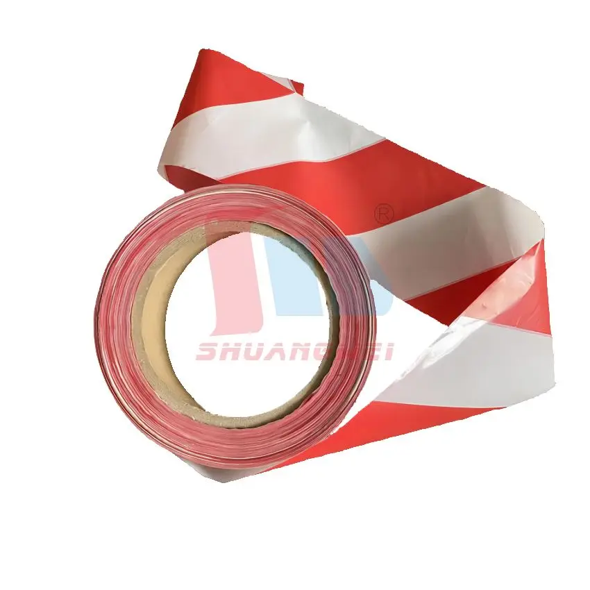 Custom Printed White Red Barricade Caution Safety PE Film Warning Tape Safety Tape Non Adhesive Warning Protection Tape