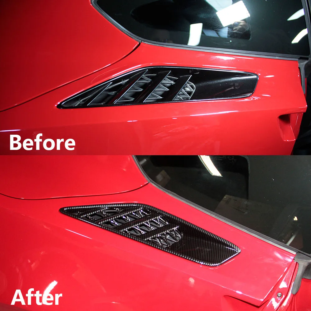 Carbon Fiber Look Cover Trims Rear Side Body Vent for 2014-2018 Corvette C7 car accessories