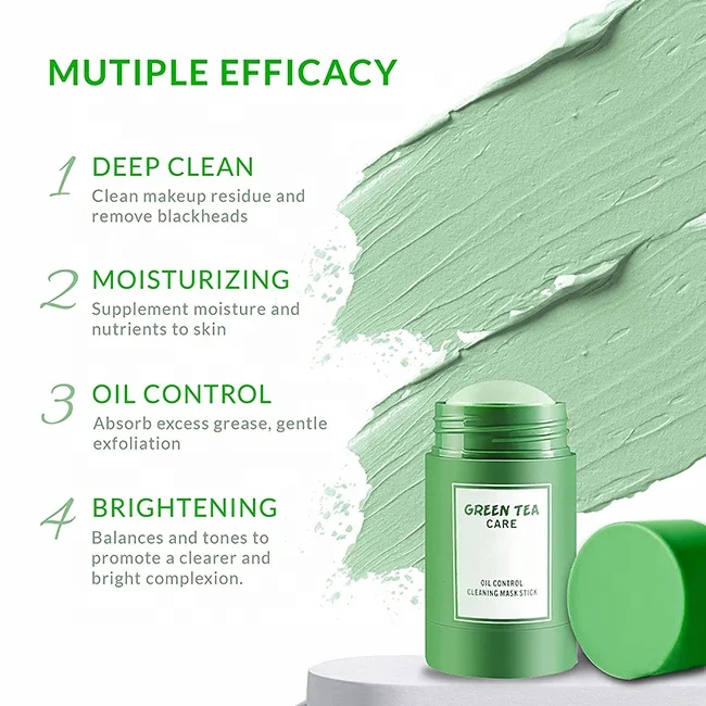 Wholesales Private Label Organic Green Tea Clay Mask Stick Moisturizing Acne Removal mask stick green