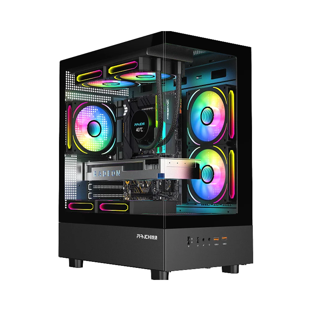 OEM/ODM Hot Sale Mid Tower PC Computer Case Mesh Front Panel M-ATX Gaming PC Case With Tempered Glass Side Panel