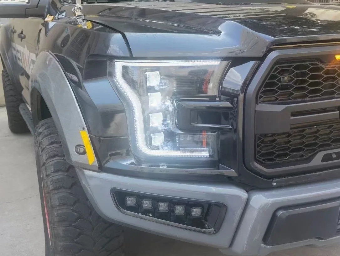 KLT LED F150 Raptor four Head lamps For Ford F150 2015 -2017 Refit headlights daytime running lights