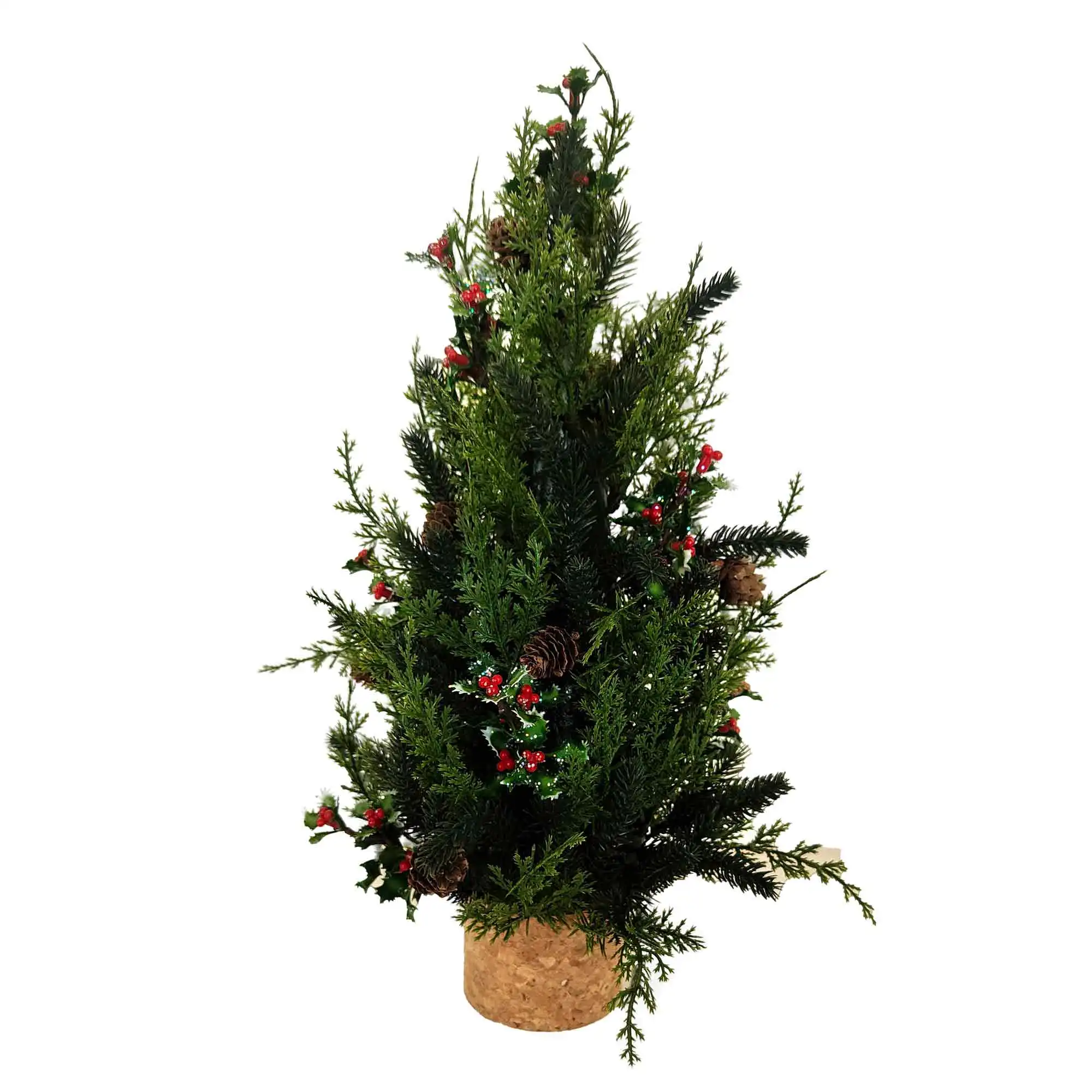 Factory Wholesale Home Decor Tabletop Tree with Foam Pot Mini PE Christmas Tree with berries and pine cone