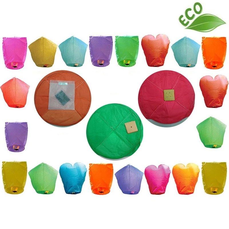 Origin Export Environmental Sky Flying Lantern Oval Diamond Heart Shape Colorful  Wishing Paper Lantern