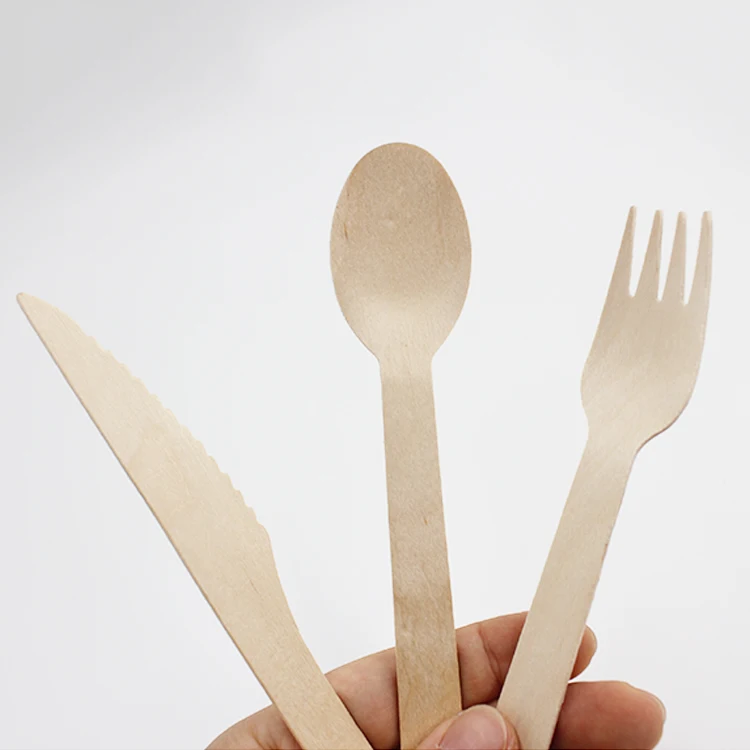 Wooden Spoon Fork Knife Flatware Set Disposable Wooden Cutlery Set