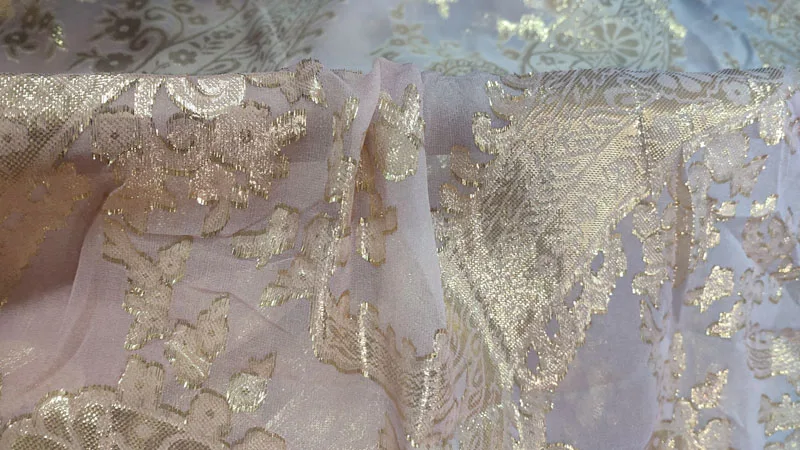 print ombre lurex silk jacquard fabric silk metallic chiffon fabric