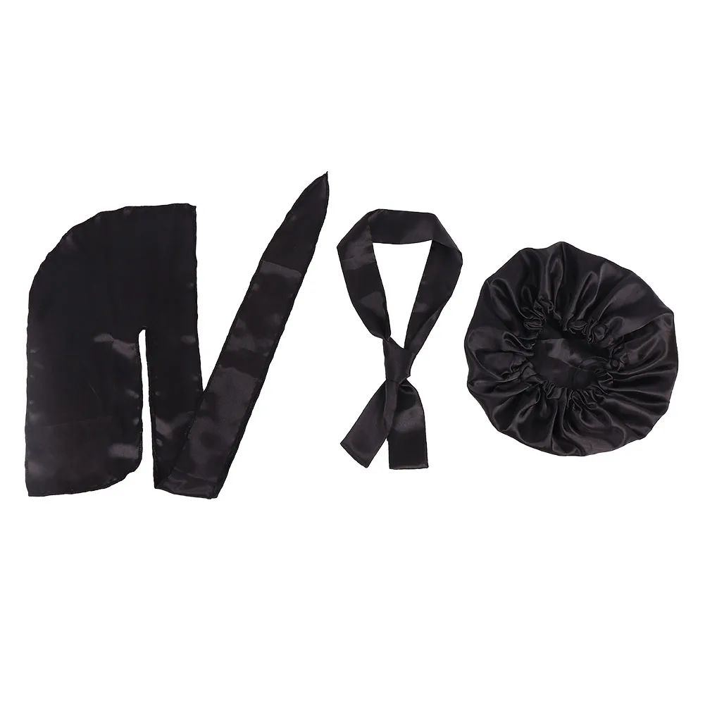 Wholesale High Quality African Solid Color Custom Matching Couple His And Her Bonnets And Durags Headband Suit//