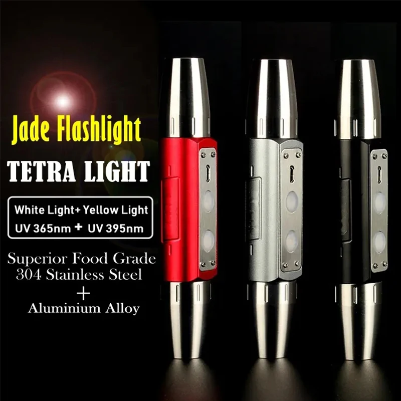 Gem Detector 4 Color Light LED Flashlight Stainless Steel Jade Torch