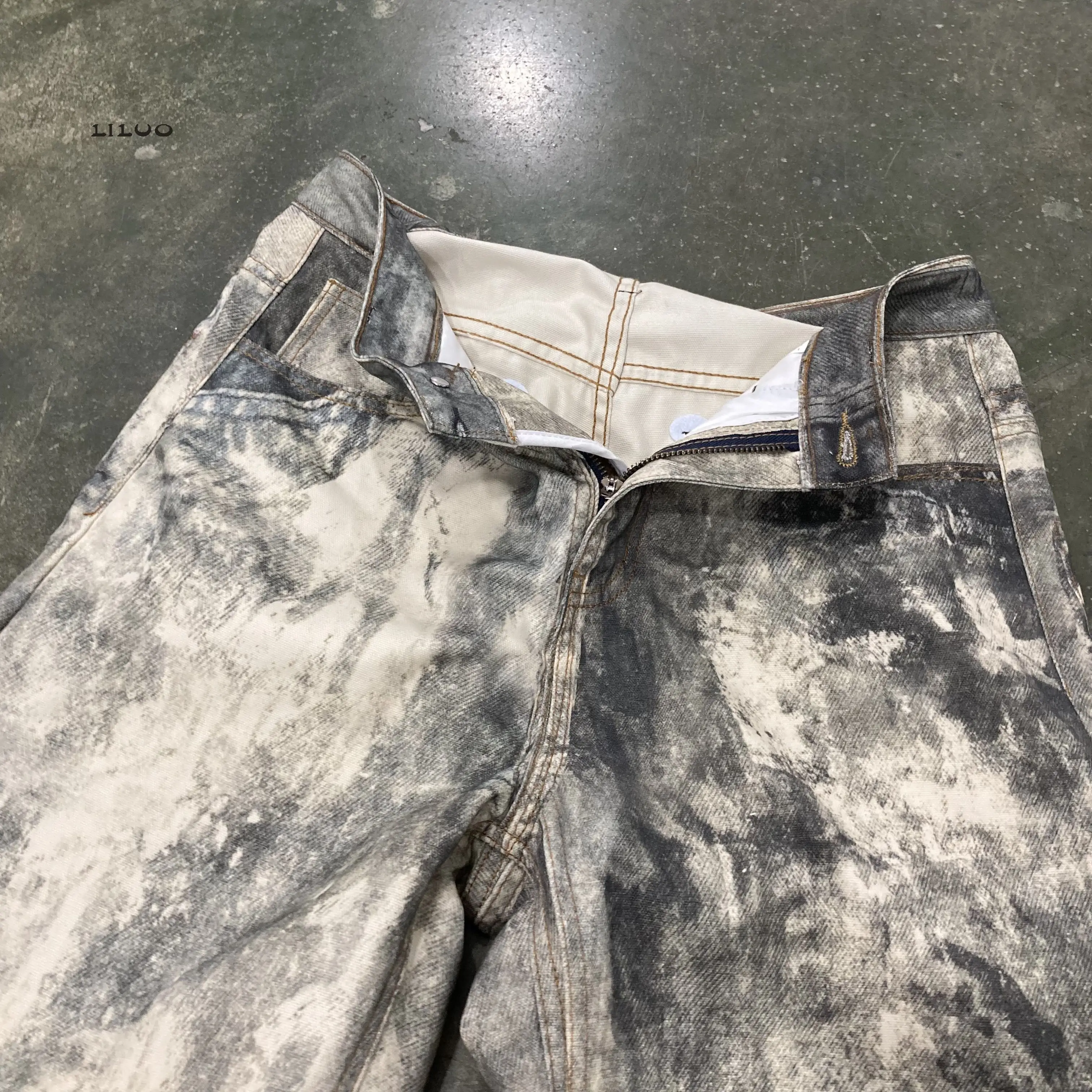 man denim Jeans Manufacturer High Waist Loose Oversized Acid Wash Vintage Wide Legged Distressed Denim Pant Baggy Jean Men
