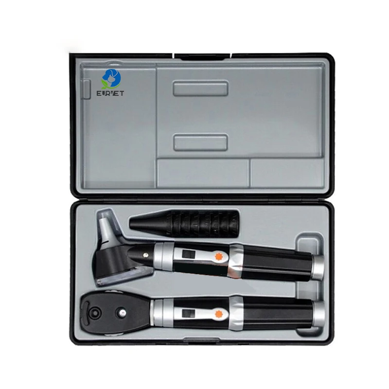 EUR PET white led 3X Veterinary otoscope set with Larger viewing window and 4 size ear speculums for clinic