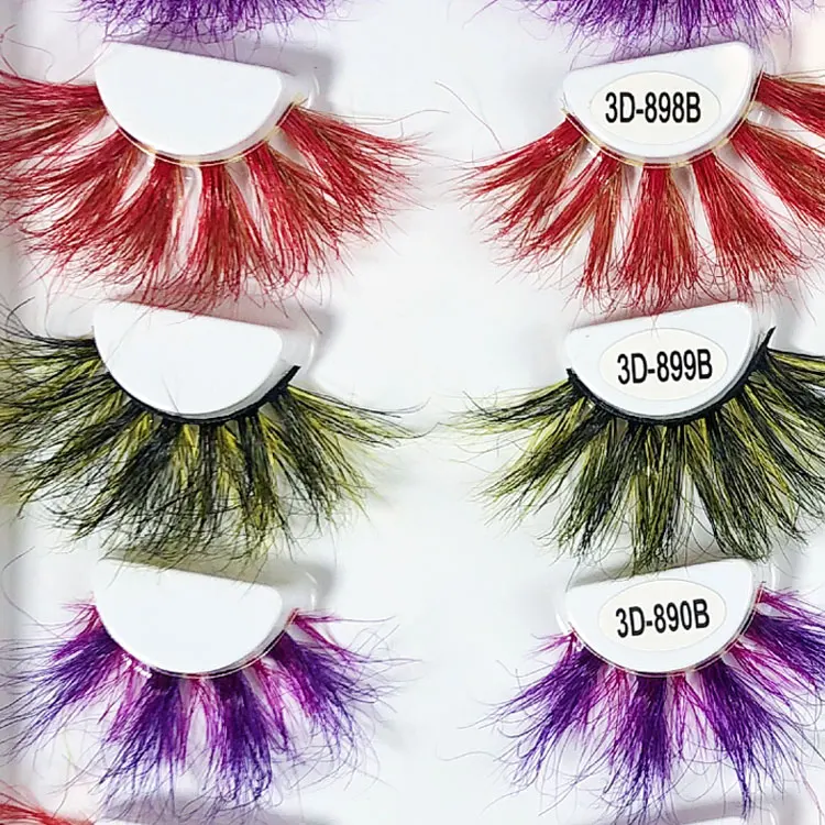 Colorful Lashes 25mm Wholesale Color 100% 3d 20mm Mink Eyelashes With Best Quality