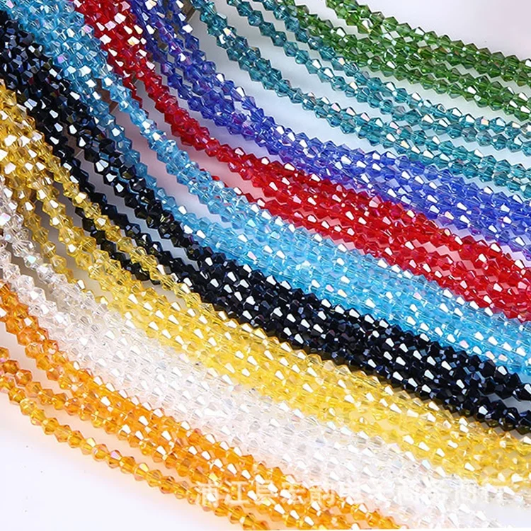 2-6mm Rainbow Crystal Brilliant Colorful Bulk Faceted Bicone Beaded Crystal Beads For Jewelry Making