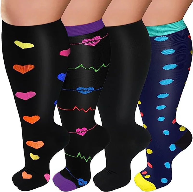 Manufacturer Mix Style Medical Colorful Extra Large Wide Calf Nylon Plus Size Compression Knee High Socks
