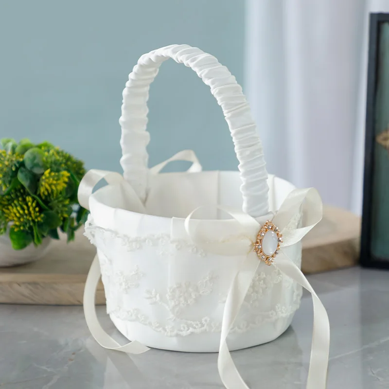 2023 Wedding Supplies Ribbons Ring Holder Bridal Pillow Flower Basket