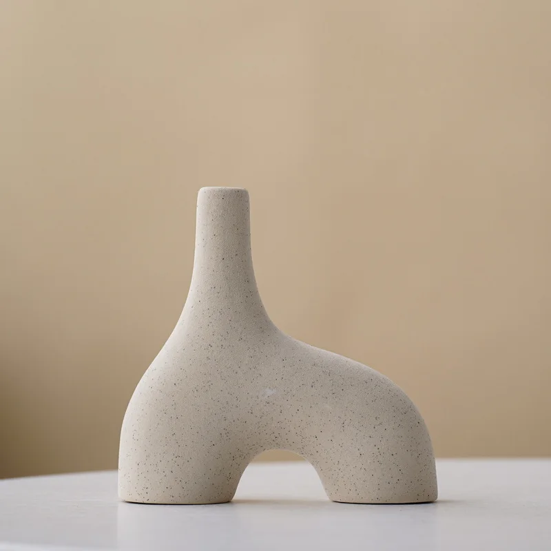 Modern Style Nordic Wedding Decor Dried Flower Reed Arrangement on Cross Ceramic Vase Matt Glaze Top table Vase