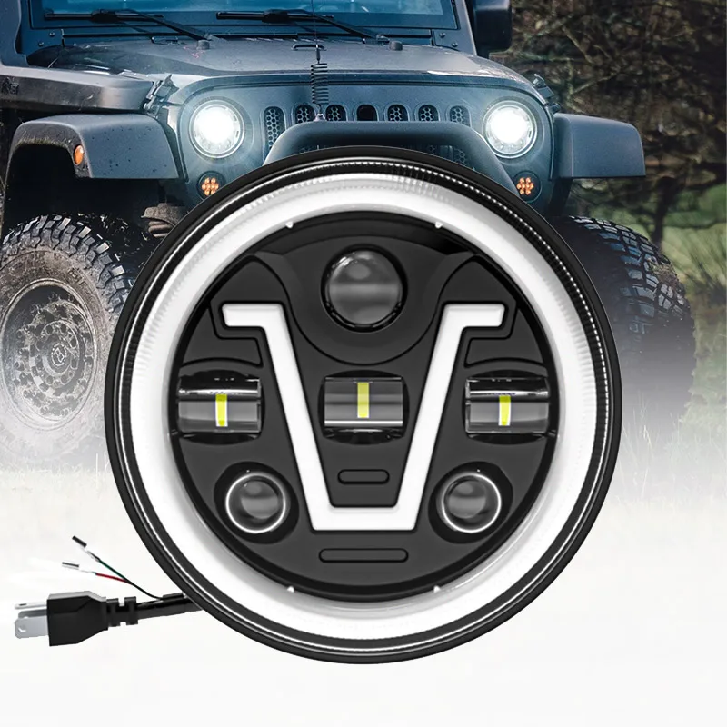 Cheap Auto Lighting Systerm 7Inch Hi/Lo Beam Drl Rav4 2006 2004 Angel Eye Headlight For Kia Rio