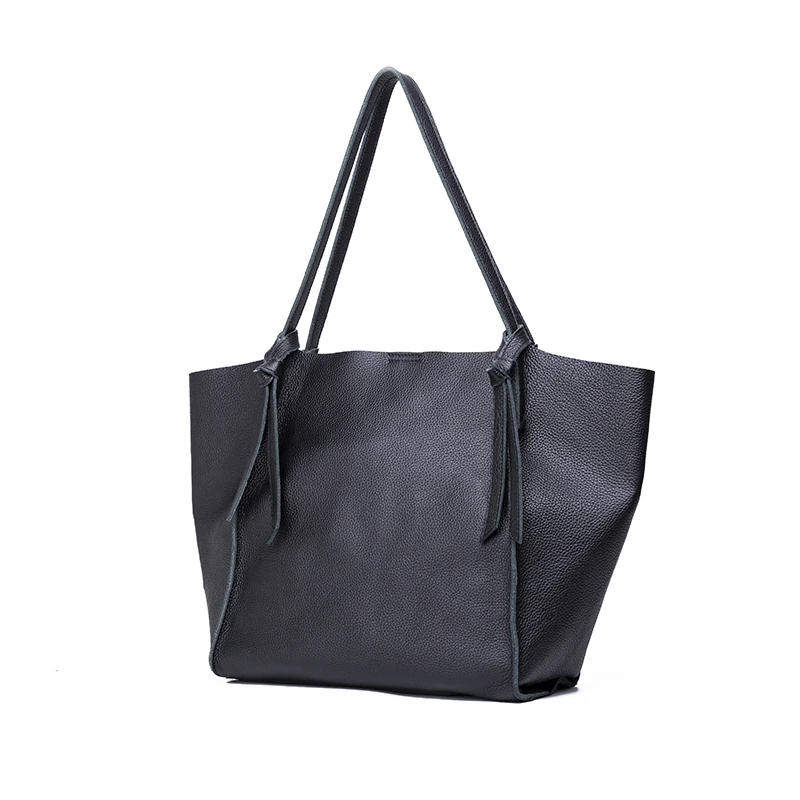 
2019 High Quality Brand Designer Simple 100 Genuine Leather Travel Tote Bag Shopping Handbag for women with zipper pocket 